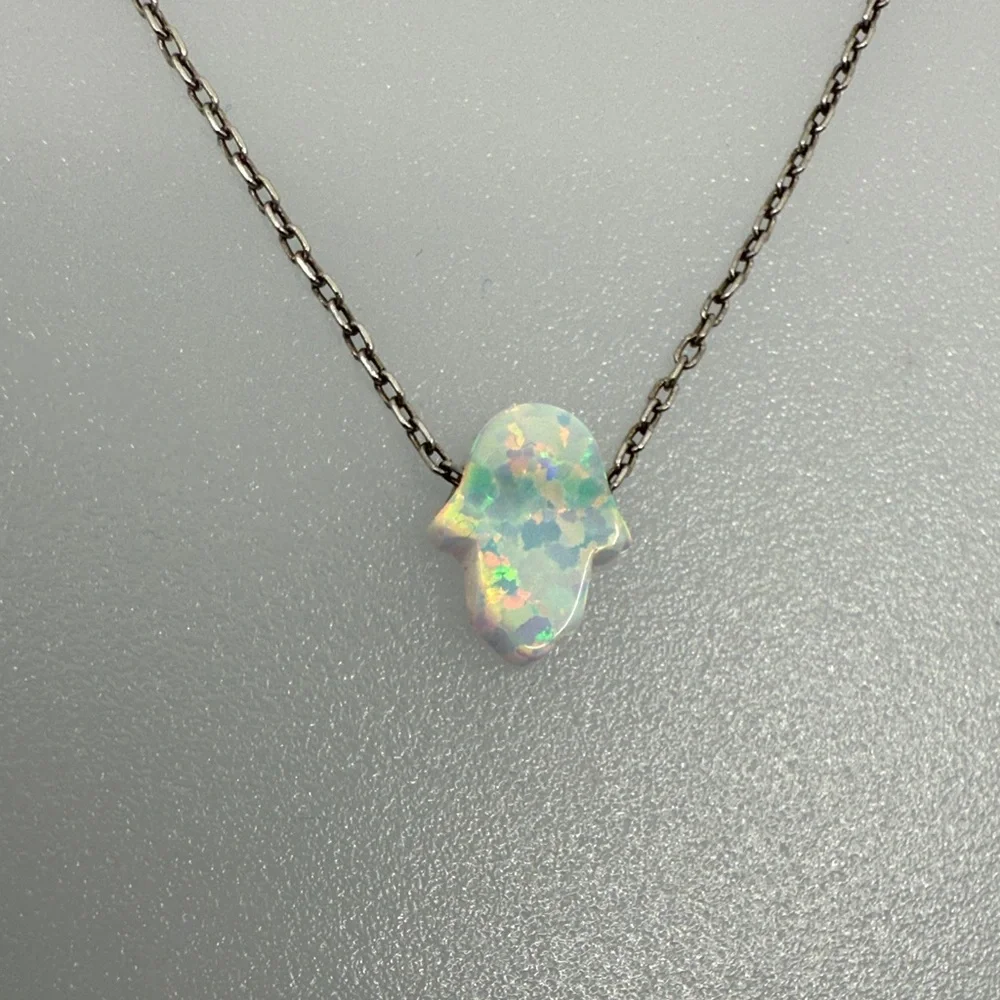 925 sterling silver Opal Necklace in Silver